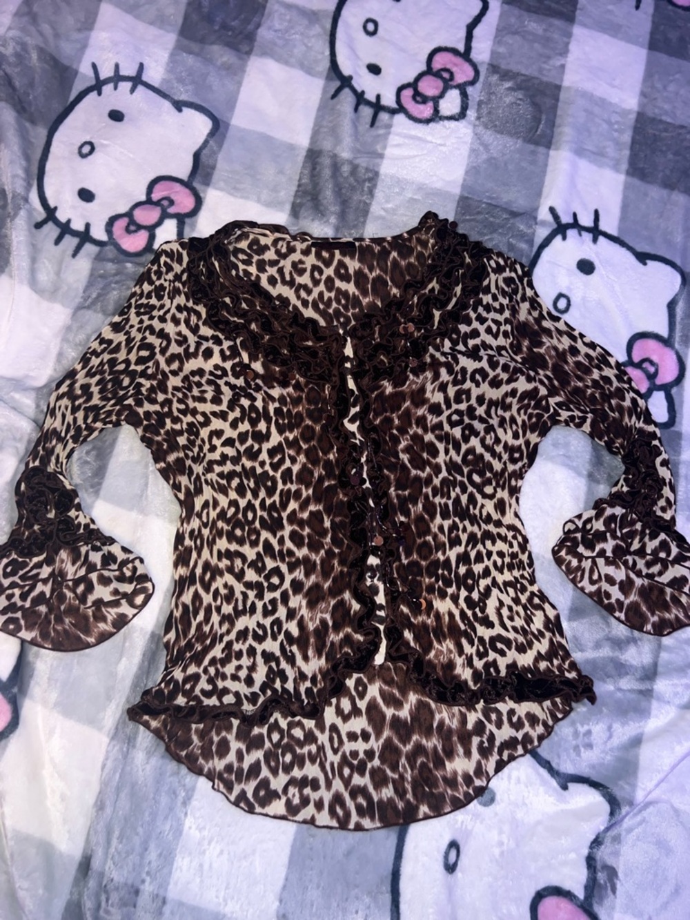 Charlies Brown Leopard Ruffle Blouse